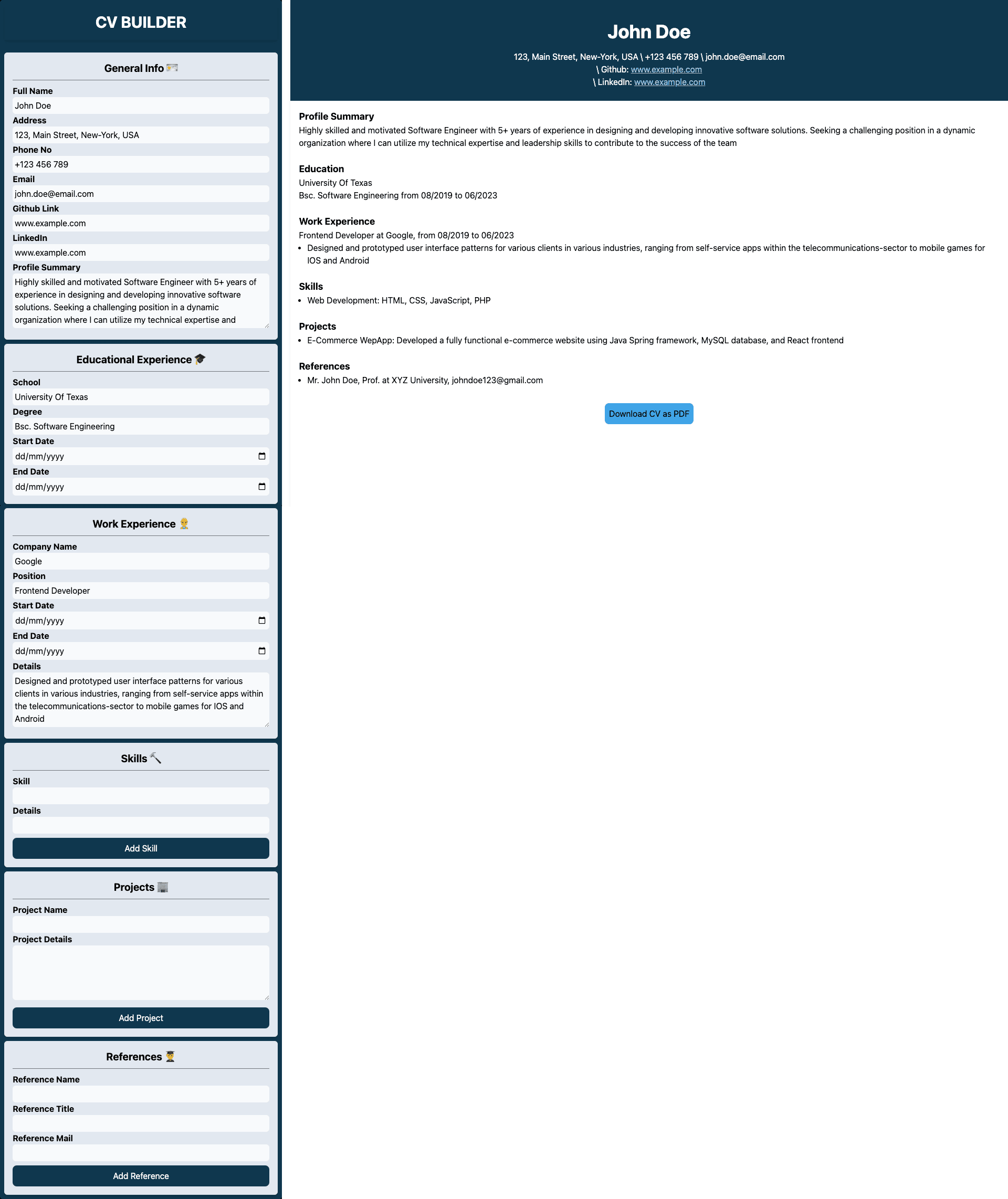 CV Builder App